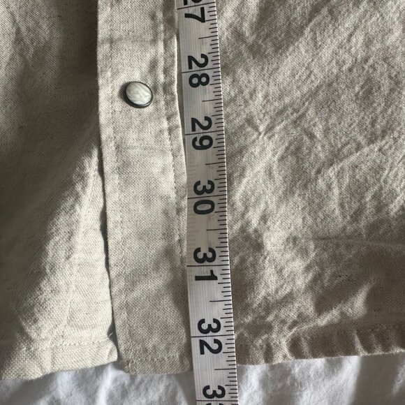 Taylor Stitch Linen-Blend Short-Sleeve Western Shirt, Khaki, Size 44 - Picture 7 of 7